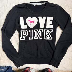 Victoria's Secret PINK Love Pink Graphic Sweatshirt Black Size M